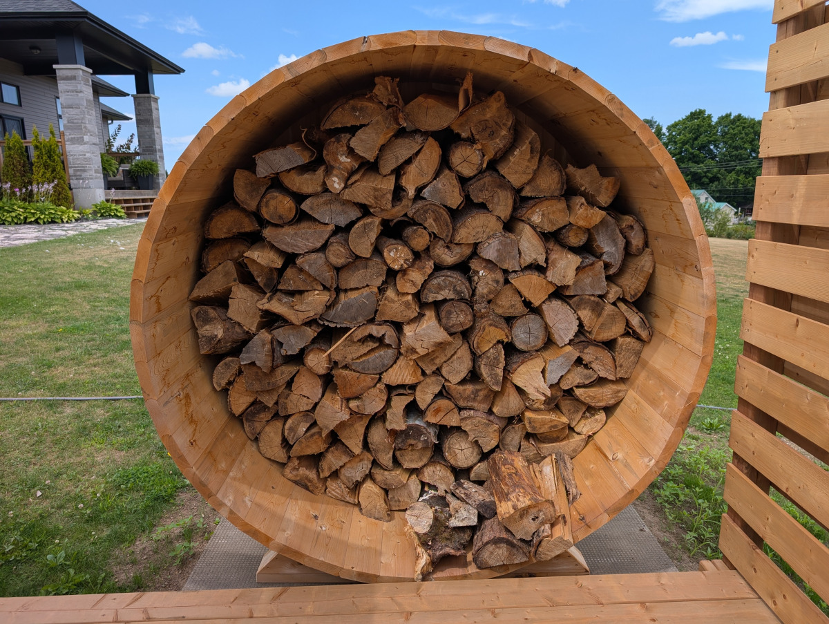 Wood storage barrel