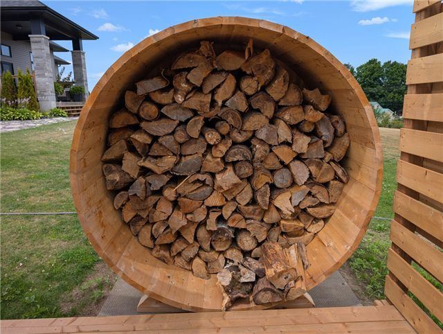 Wood storage barrel