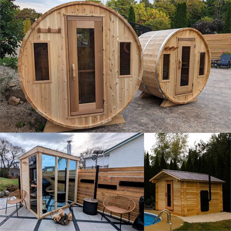 Modèles de saunas en cèdre : baril, Cube et cabine